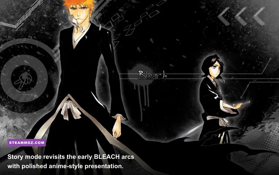 Ichigo and Rukia in a Soul Society story scene from BLEACH Rebirth of Souls