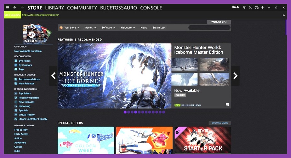 Steam library interface displaying recent game purchases
