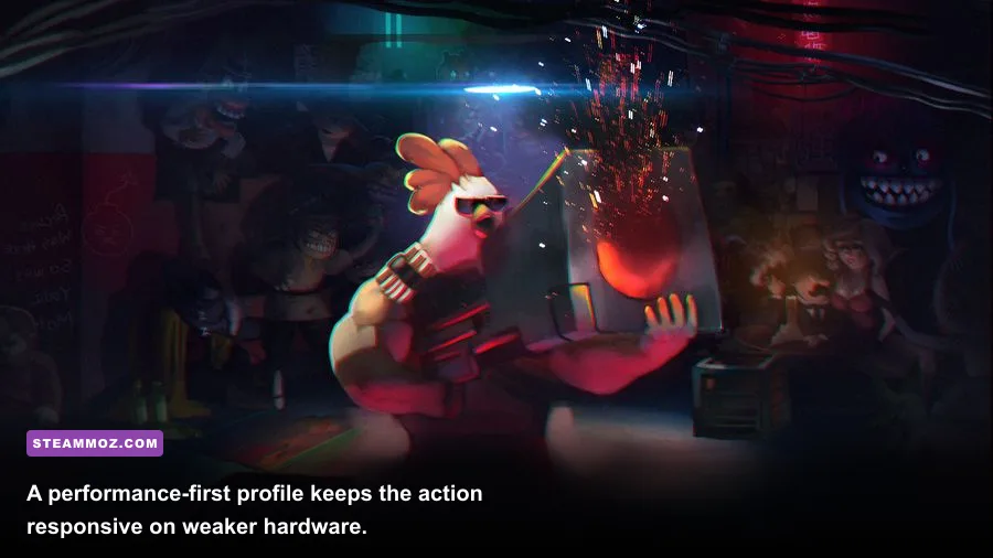 Chicken Assassin Reloaded running on PC with performance-focused graphics settings