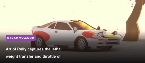 Art of Rally vintage rally car performing a Scandinavian flick slide on a gravel forest stage