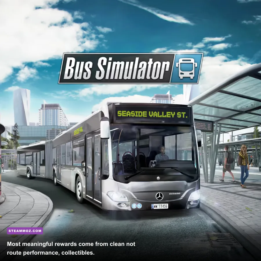 Bus Simulator 16 route completion screen showing passenger satisfaction rewards