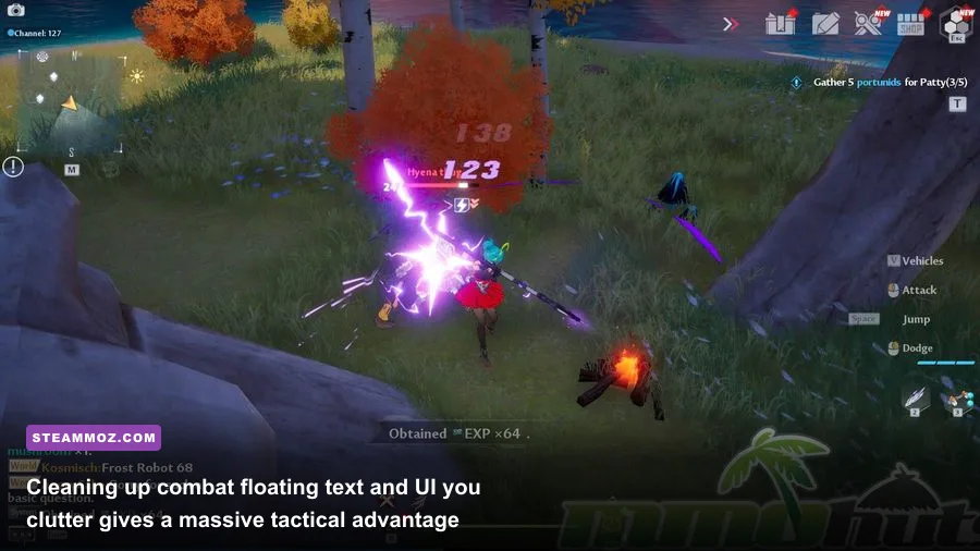 Streamlined Tower of Fantasy combat user interface during a world boss encounter