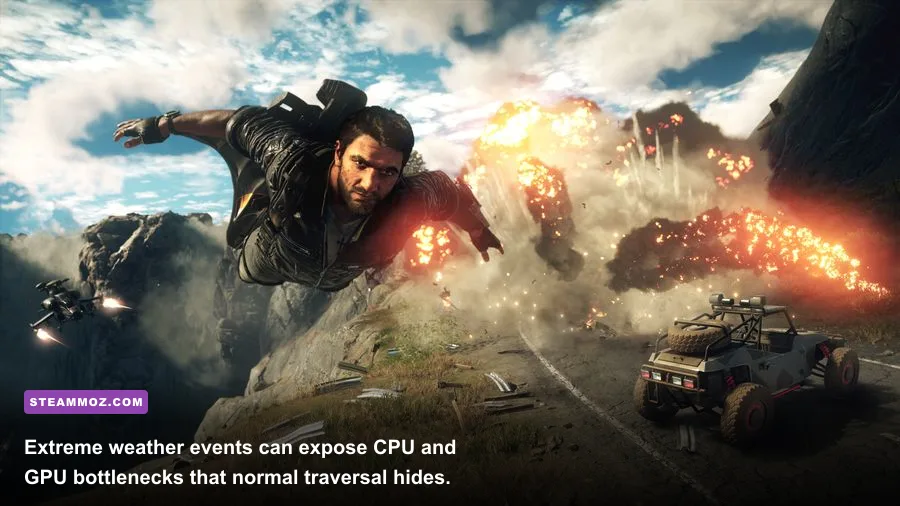 A tornado crossing the landscape in Just Cause 4 Reloaded