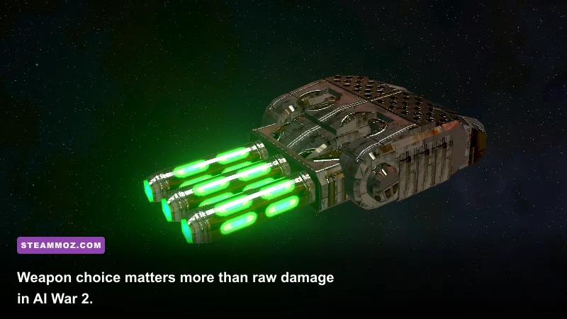 AI War 2 ships using different weapon types in combat