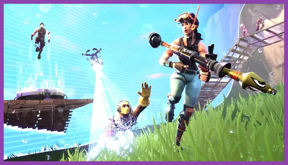 Intense building and combat action in Fortnite match