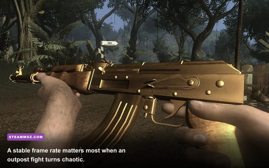 Far Cry 2 Steam PC gameplay approaching an enemy outpost