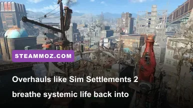Fallout 4 running Sim Settlements 2 with fully constructed automated city