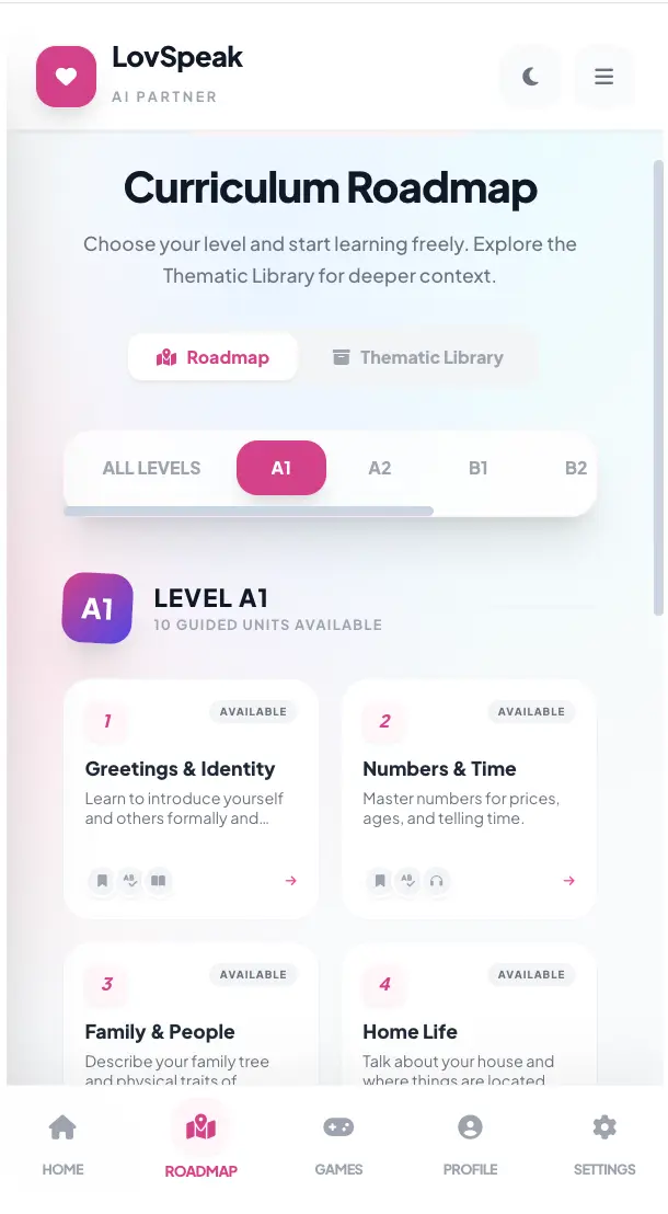 LovSpeak Screen 2