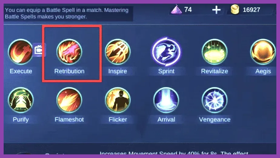 Using Retribution spell to secure jungle bosses in Mobile Legends