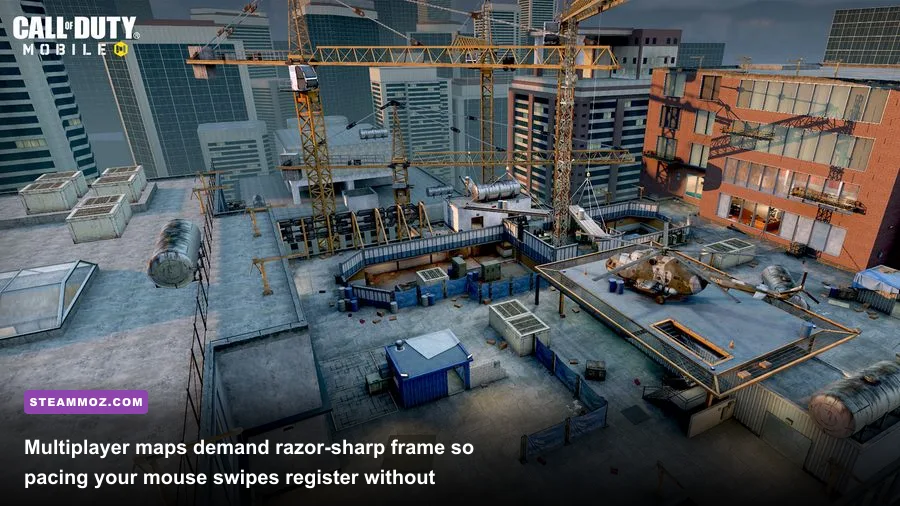 Quick-scoping sniper action on Raid map in Call of Duty Mobile running at 120Hz