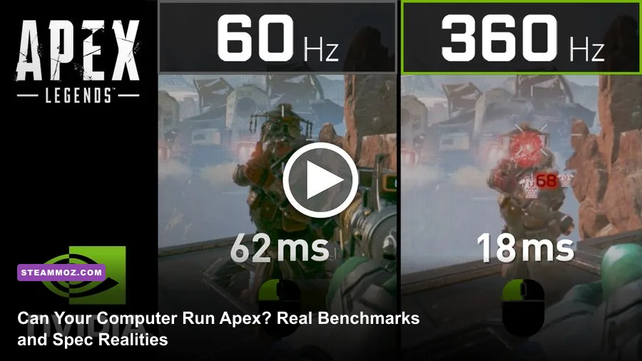 Apex Legends running high performance benchmark on competitive PC gaming setup