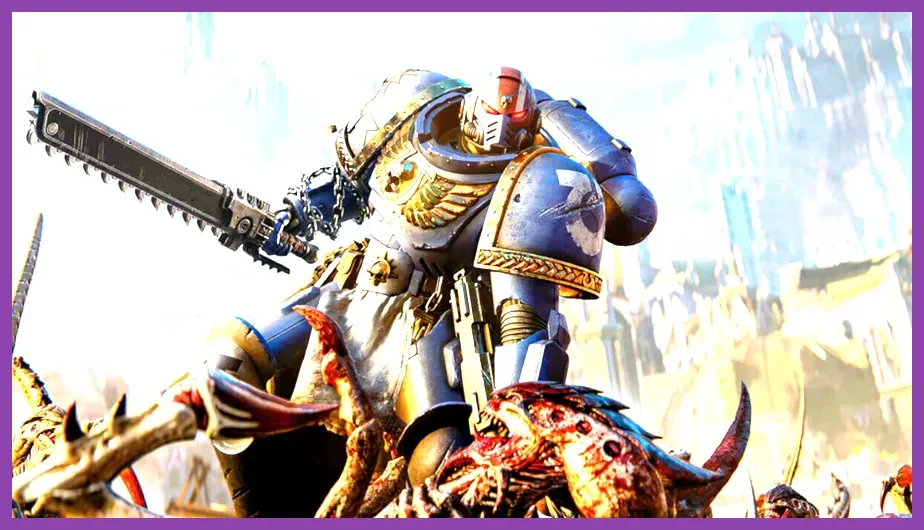 Lieutenant Titus fighting Tyranids in Space Marine 2