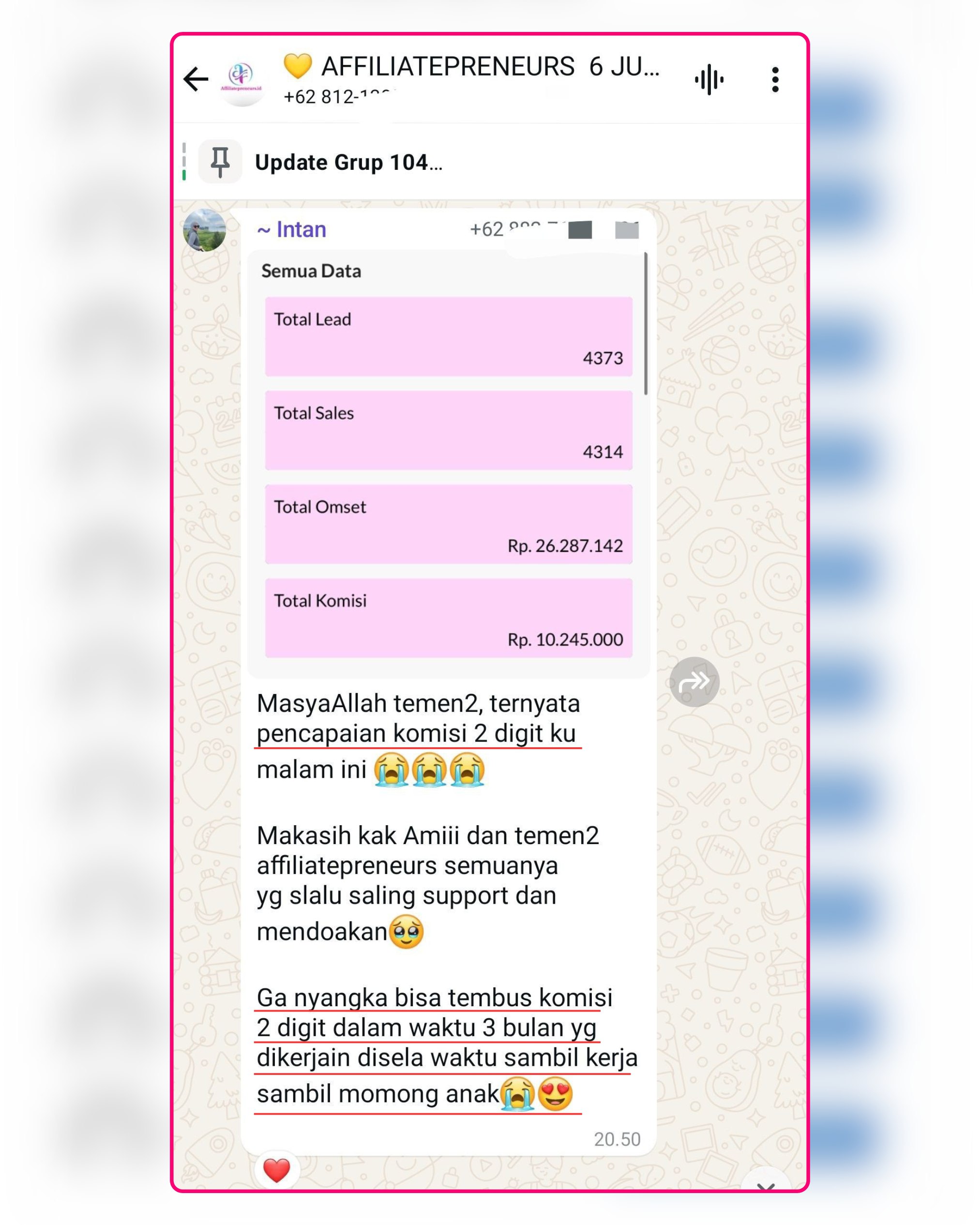 Screenshot Testimoni atau Komisi
