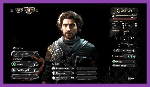Character skill tree and gear menu in Clair Obscur Expedition 33
