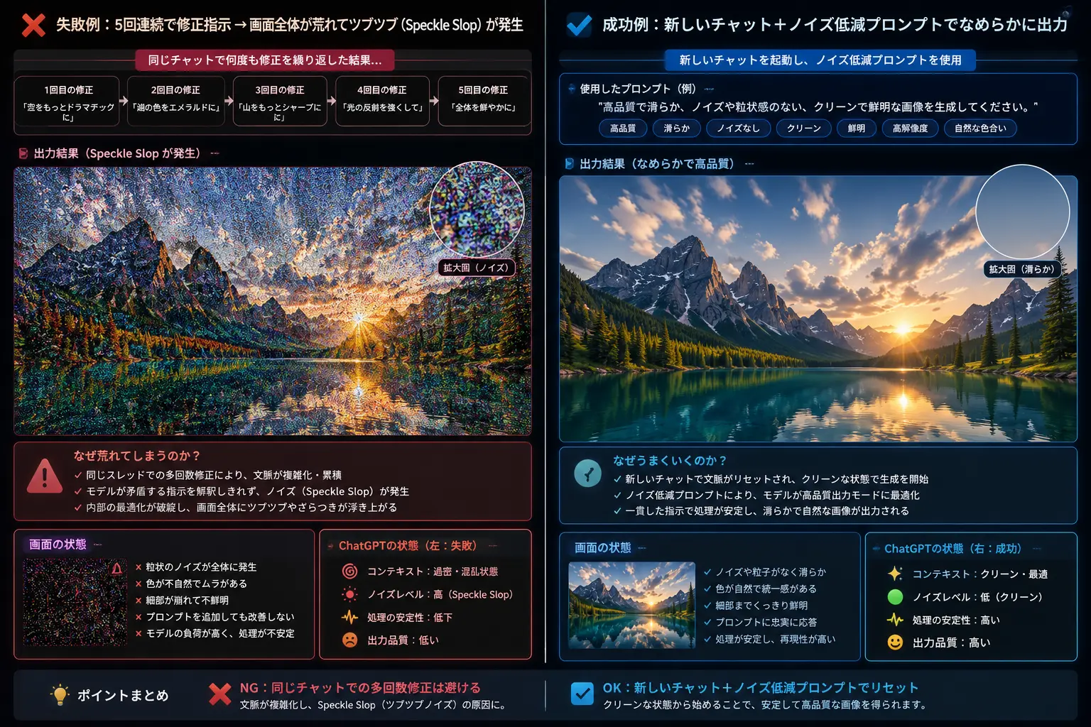 Speckle Slop ノイズ比較 ノイズキャンセルプロンプト