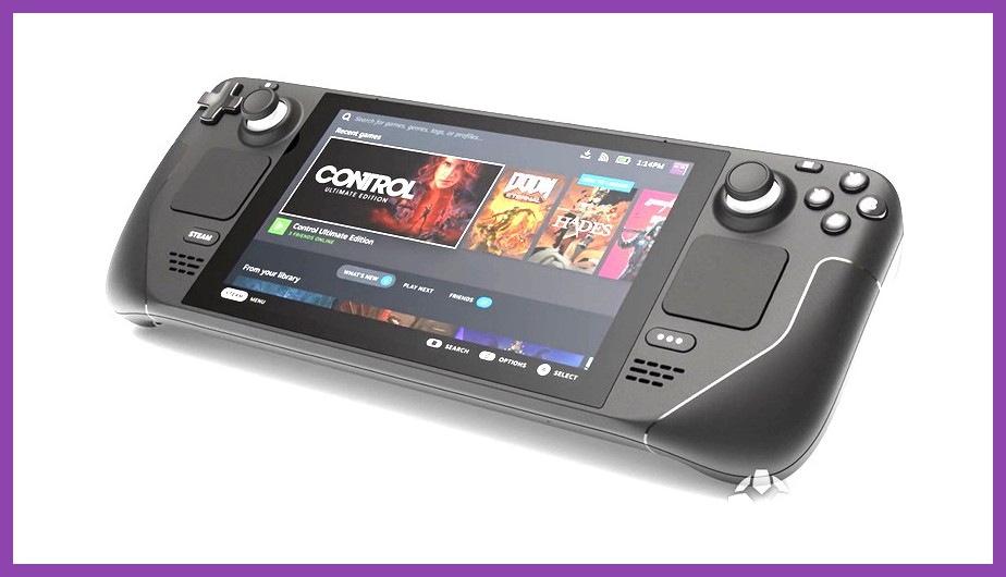 Steam Deck handheld gaming device showing gameplay on the go