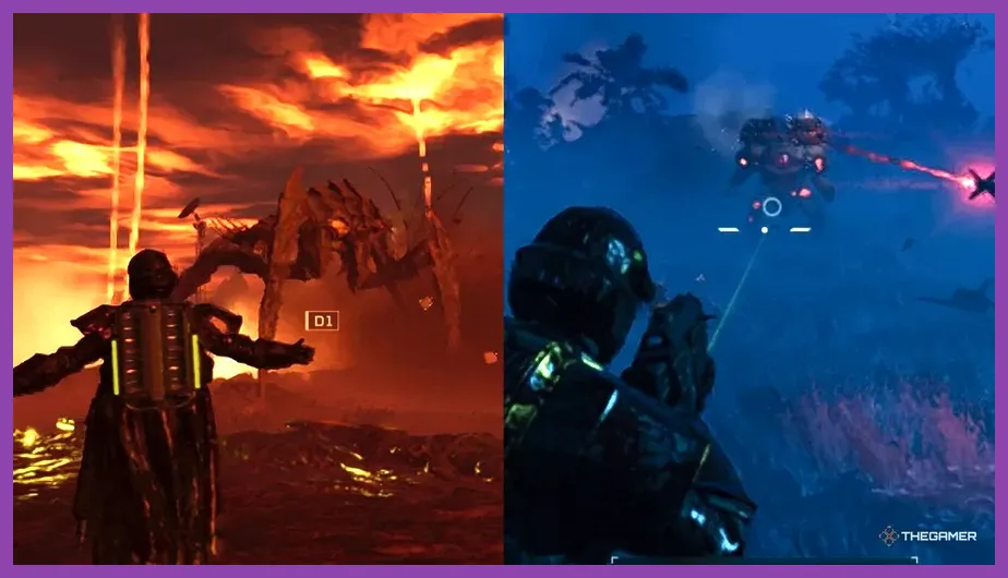 Helldivers 2 players fighting against robotic Automaton enemies