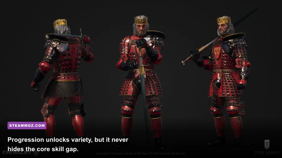 Chivalry 2 armory showing medieval weapon and character customization options