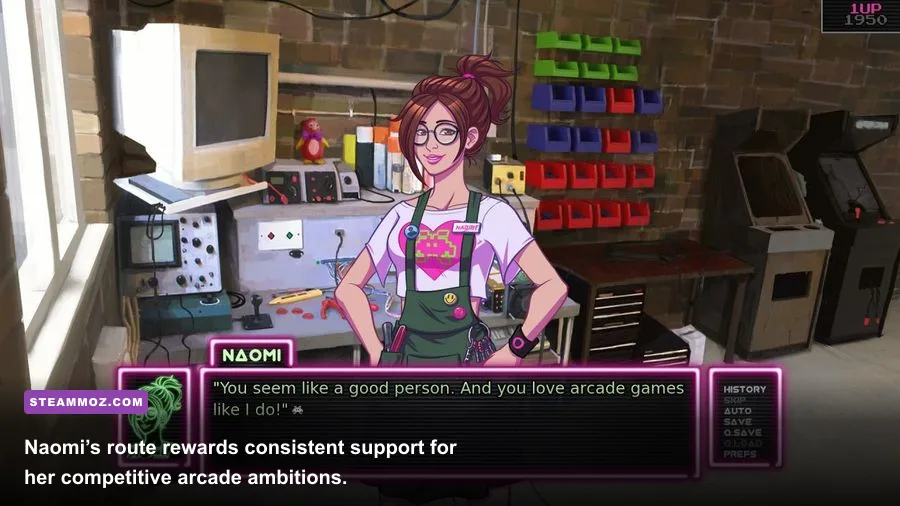 Naomi from Arcade Spirits during a character route scene