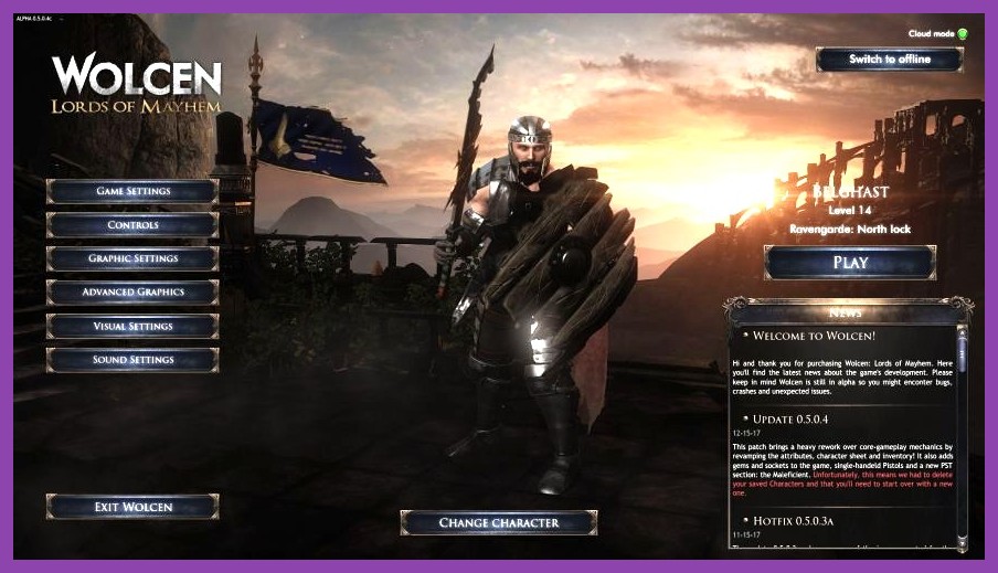 Wolcen UI showing character stats and inventory