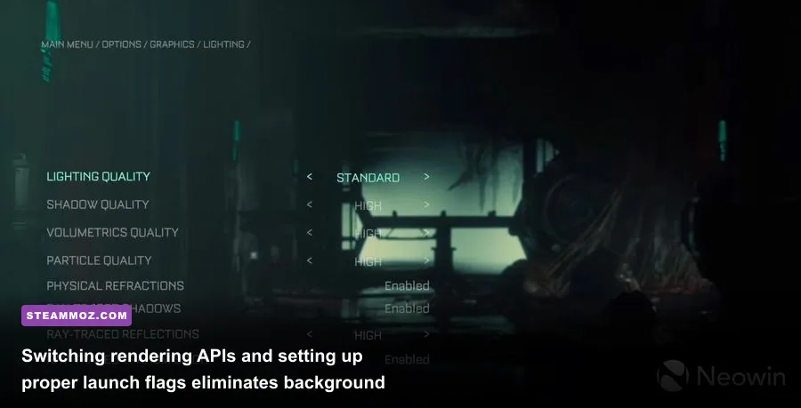 In-game graphics options menu in The Callisto Protocol on PC