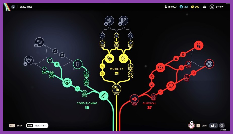 ARC Raiders skill tree and character customization interface in Speranza base