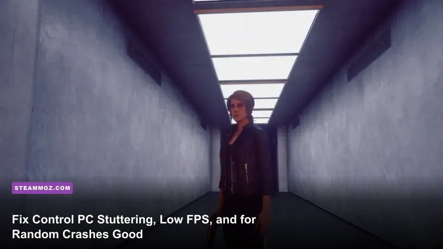 Jesse Faden aiming the Service Weapon in Control on PC