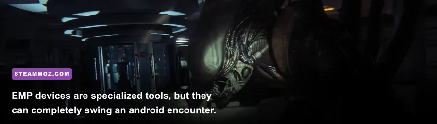 An EMP Mine disabling a Working Joe android in Alien Isolation