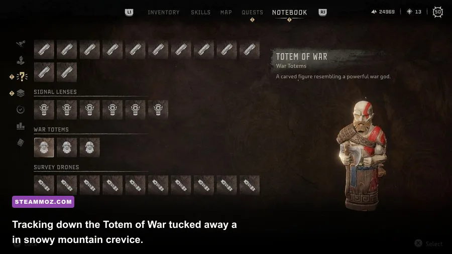 Totem of War easter egg carved as Kratos with Leviathan Axe in Horizon Forbidden West