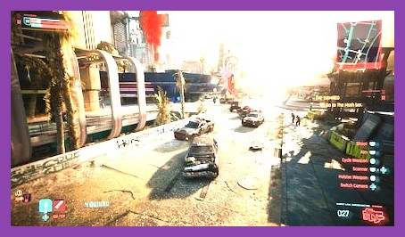 Cyberpunk 2077 Night City illuminated by neon lights with ray tracing