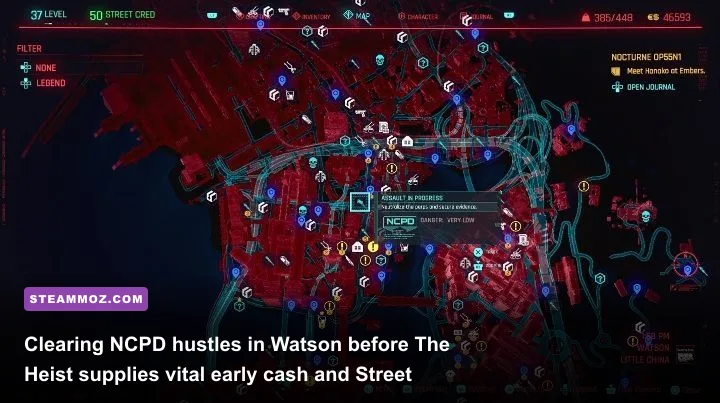 V engaging Maelstrom gang members during an NCPD scanner hustle in Watson