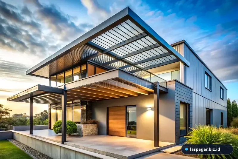 atap baja ringan kanopi teras rumah minimalis modern