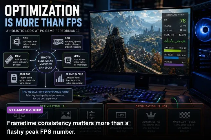Dreamscape running on PC with an FPS and frametime performance overlay