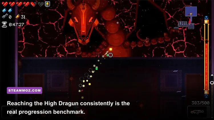 Enter the Gungeon player fighting the High Dragun in Chamber 5
