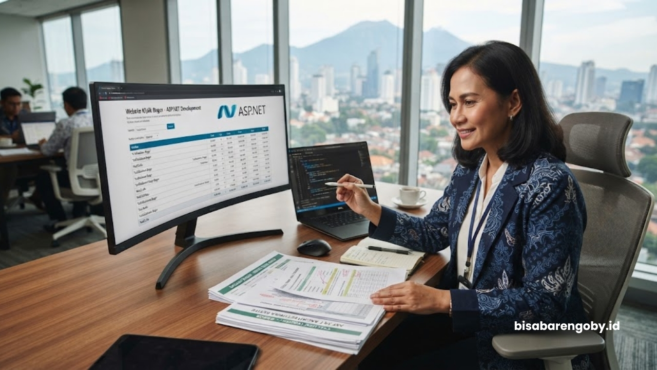 Direktur pengadaan mengevaluasi dokumen proposal saat memutuskan beli website klinik untuk perusahaan di Bogor berbasis ASP.NET