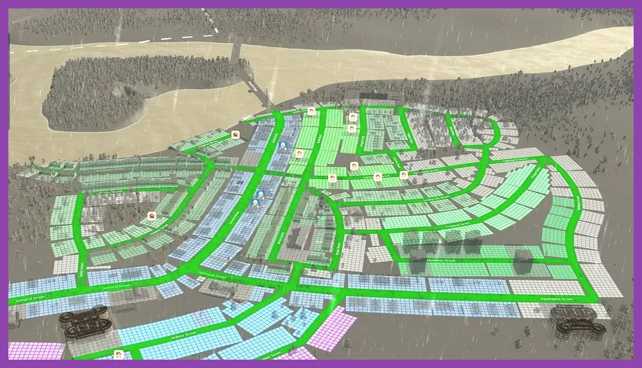 Residential zones next to industrial with buffer