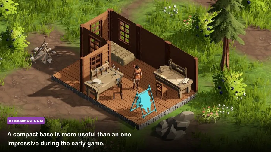 Above Snakes player-built shelter with storage and crafting stations