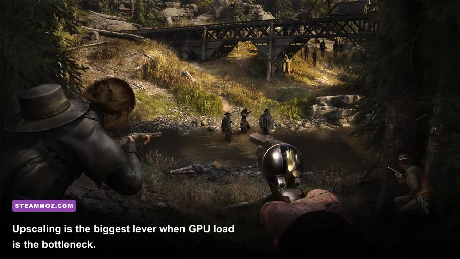 Hunt Showdown 1896 PC image showing DLSS and upscaling performance options