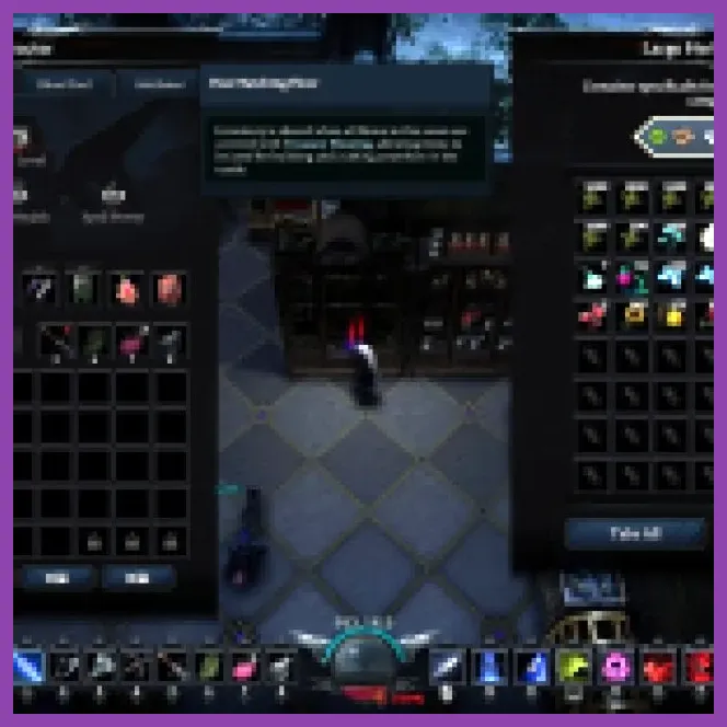 V Rising player managing gold coins in castle storage