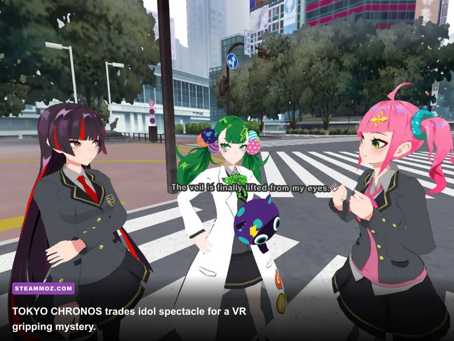 TOKYO CHRONOS VR anime visual novel scene in Shibuya