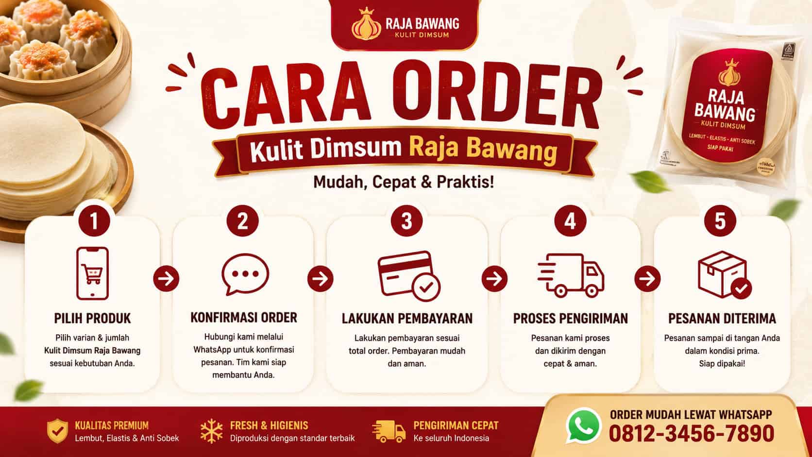 Cara Order Kulit Dimsum Raja Bawang Secara Online