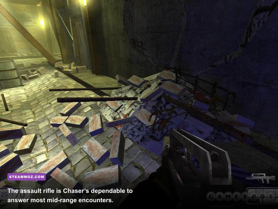 Chaser 2003 assault rifle firefight inside a Mars facility
