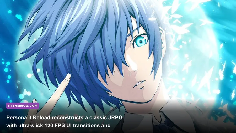 Stylized All-Out Attack victory finish screen featuring protagonist Makoto Yuki in Persona 3 Reload