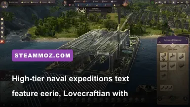 Expedition event screen with branching text choices in Anno 1800
