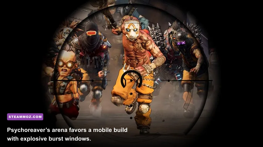 Psychoreaver boss battle in Borderlands 3 Psycho Krieg and the Fantastic Fustercluck