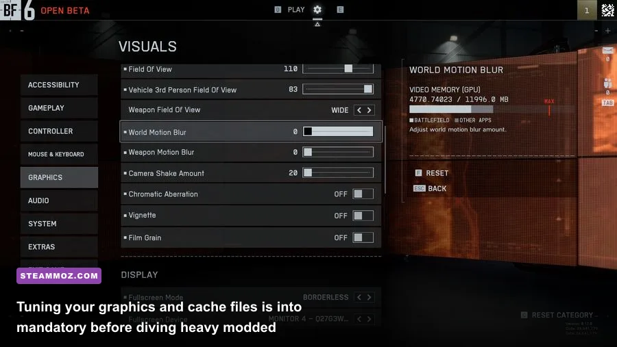 Squad PC graphics menu configuration for optimal framerates