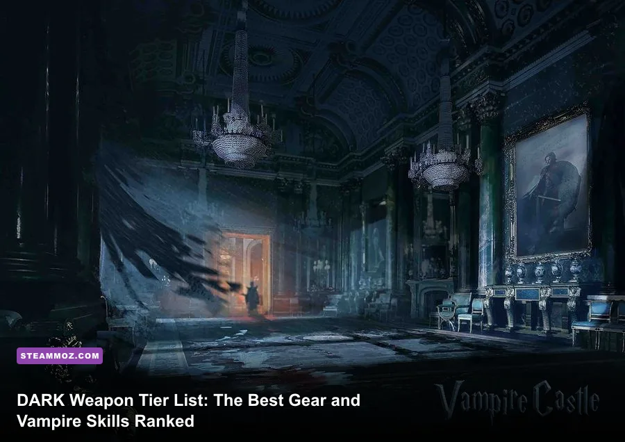 Eric Bane standing inside a dark vampire castle in DARK
