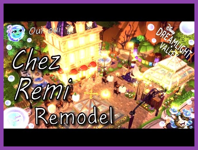 Inside Chez Remy restaurant with Disney characters sitting at tables waiting for meals