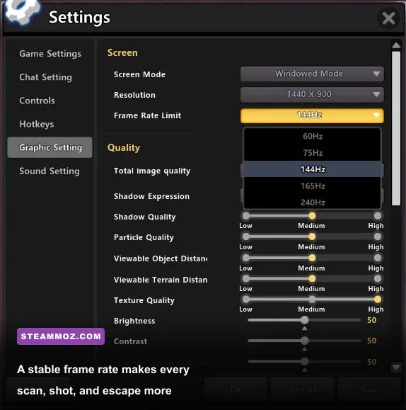 Deceive Inc. PC graphics settings configured for stable competitive performance