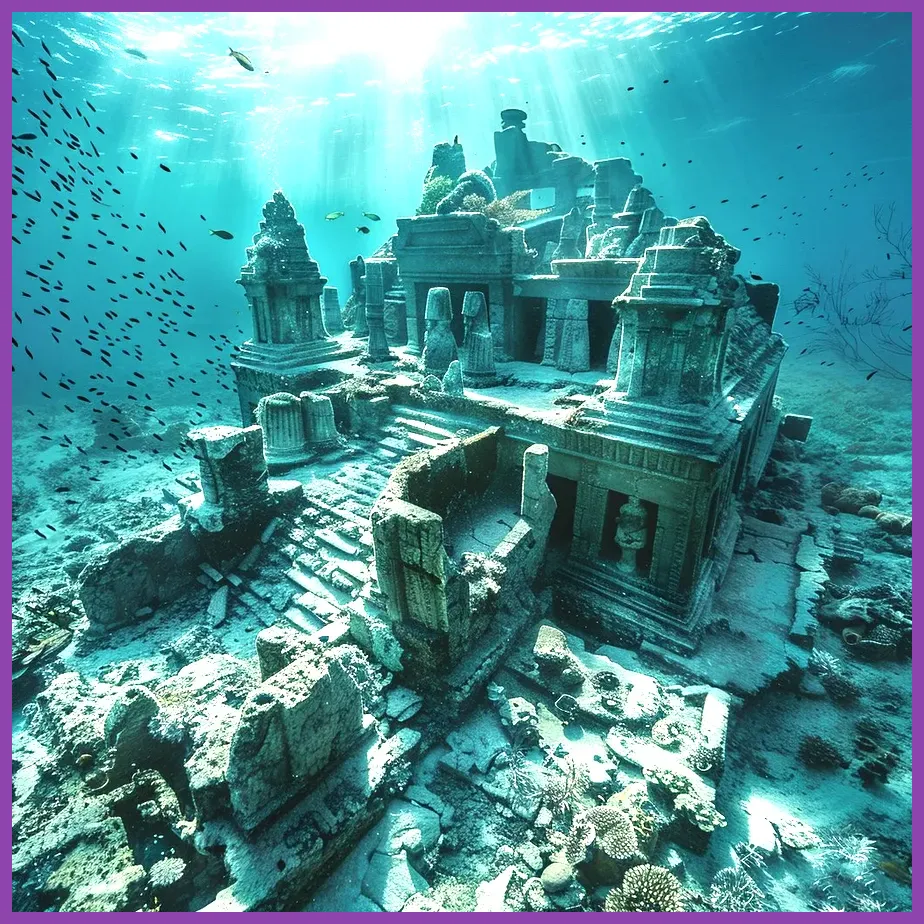 Underwater temple of the Sunken Ruins with glowing pressure plates